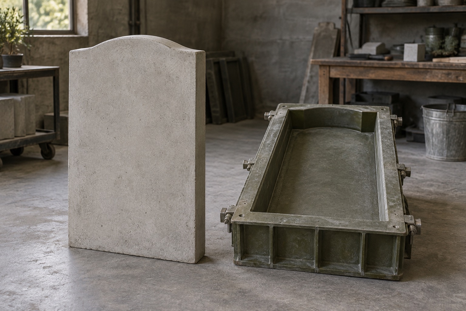 Concrete memorial product moulds